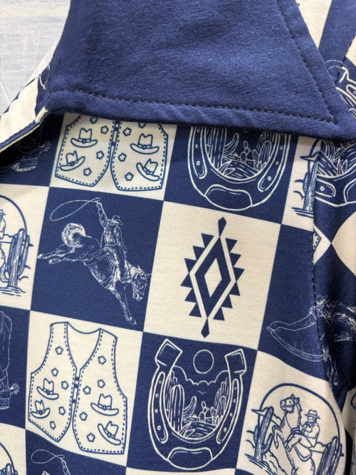 Blue Western Sketch Knit Polo