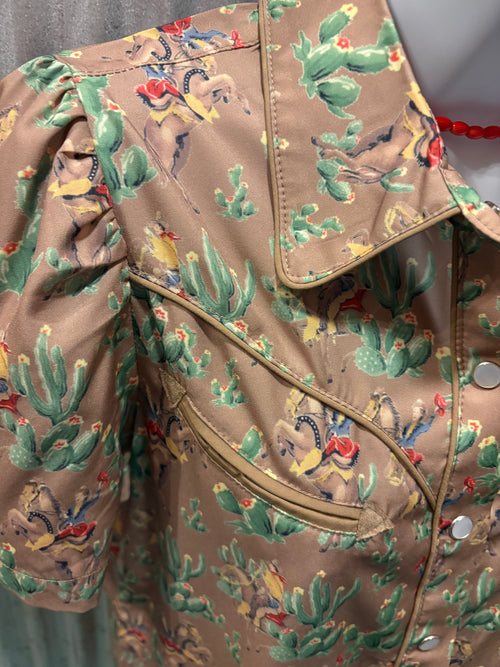 Retro Cactus Pearl Snap